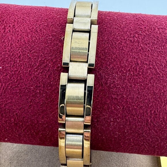 Vintage Stainless Steel Mans Heavy Bracelet 18K Gold Plated - Picture 2 of 6